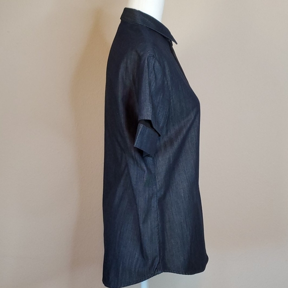 All Saints Denim Blouse with Black Trim - Picture 2 of 10